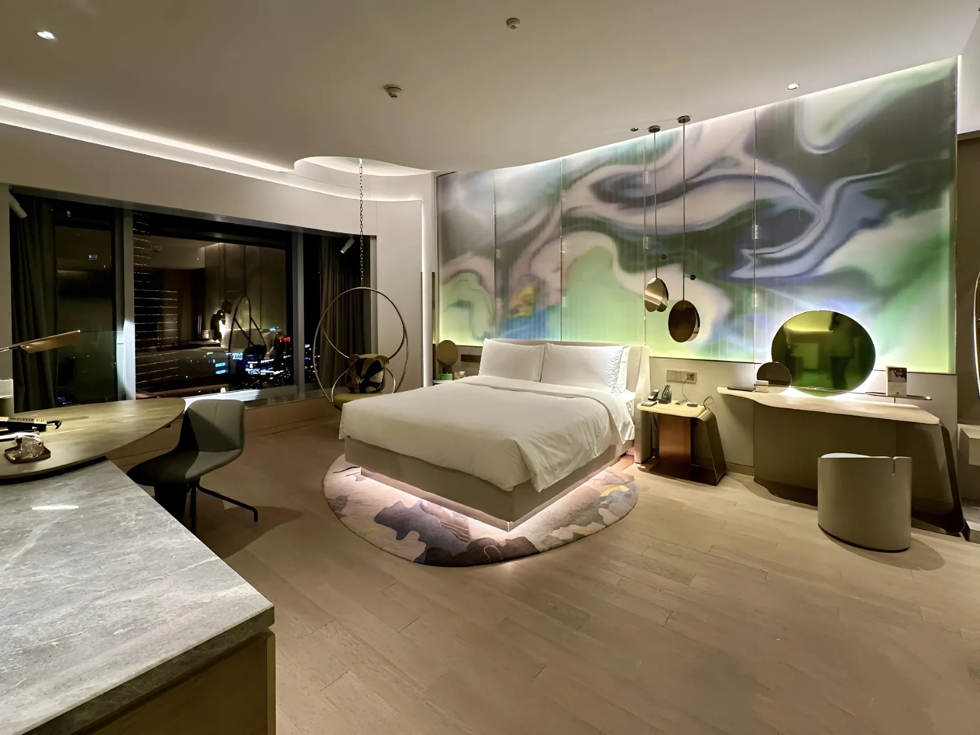 Sculpted decorative wall in a hospitality interior